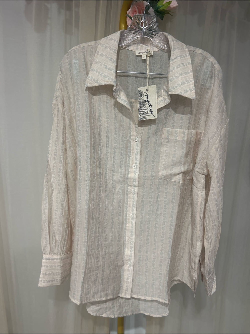 Mystree Lightweight Tencel Blend Button Front Shirt NWT Size Large